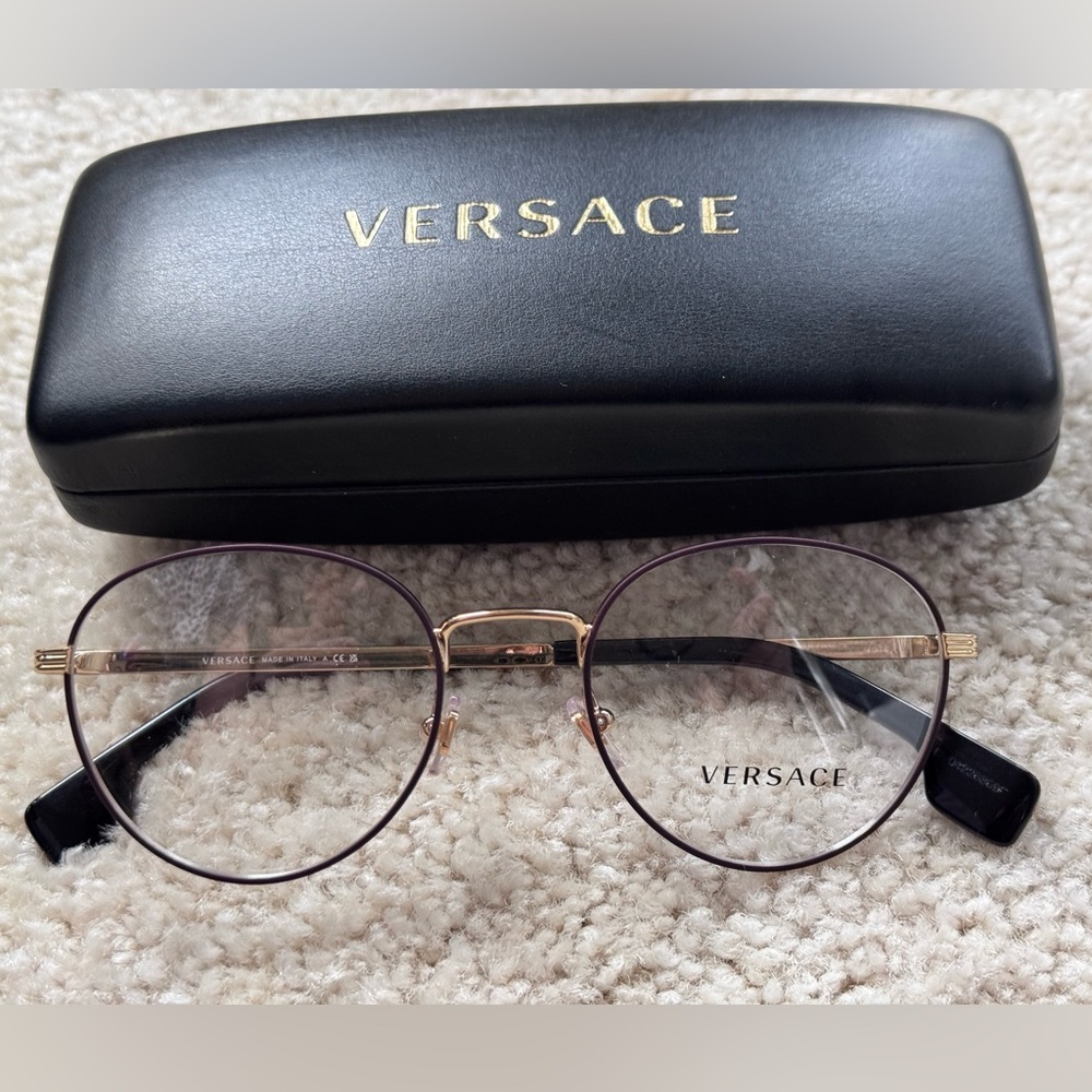 Versace Gold and Black Round Glasses
